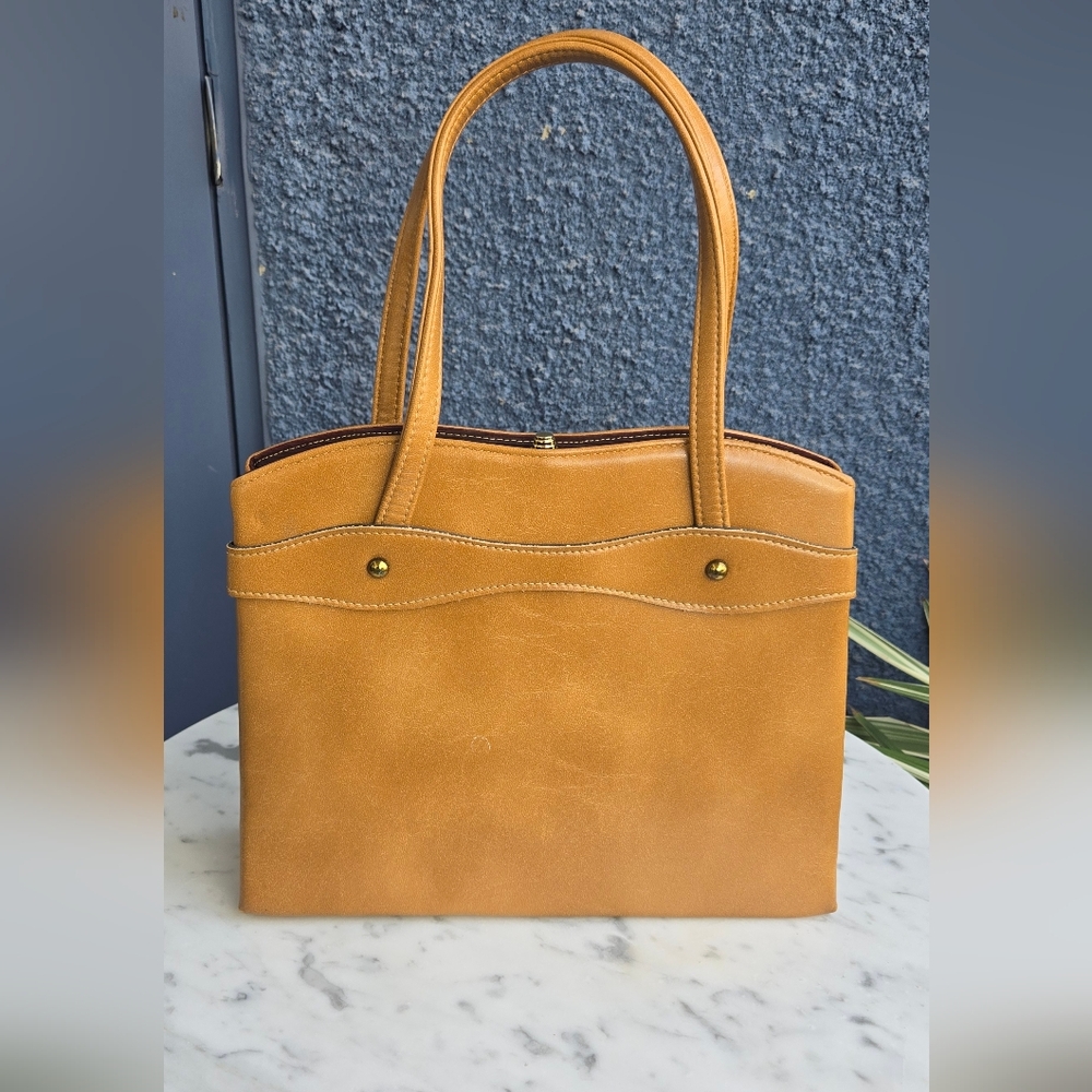 Vintage Tan Top-Handle Handbag/Purse
